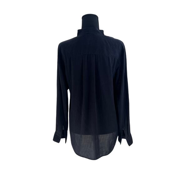 Black Cloth & Stone Super Soft Long Sleeve Wrap Front Blouse Shirt - Small - Picture 4 of 11